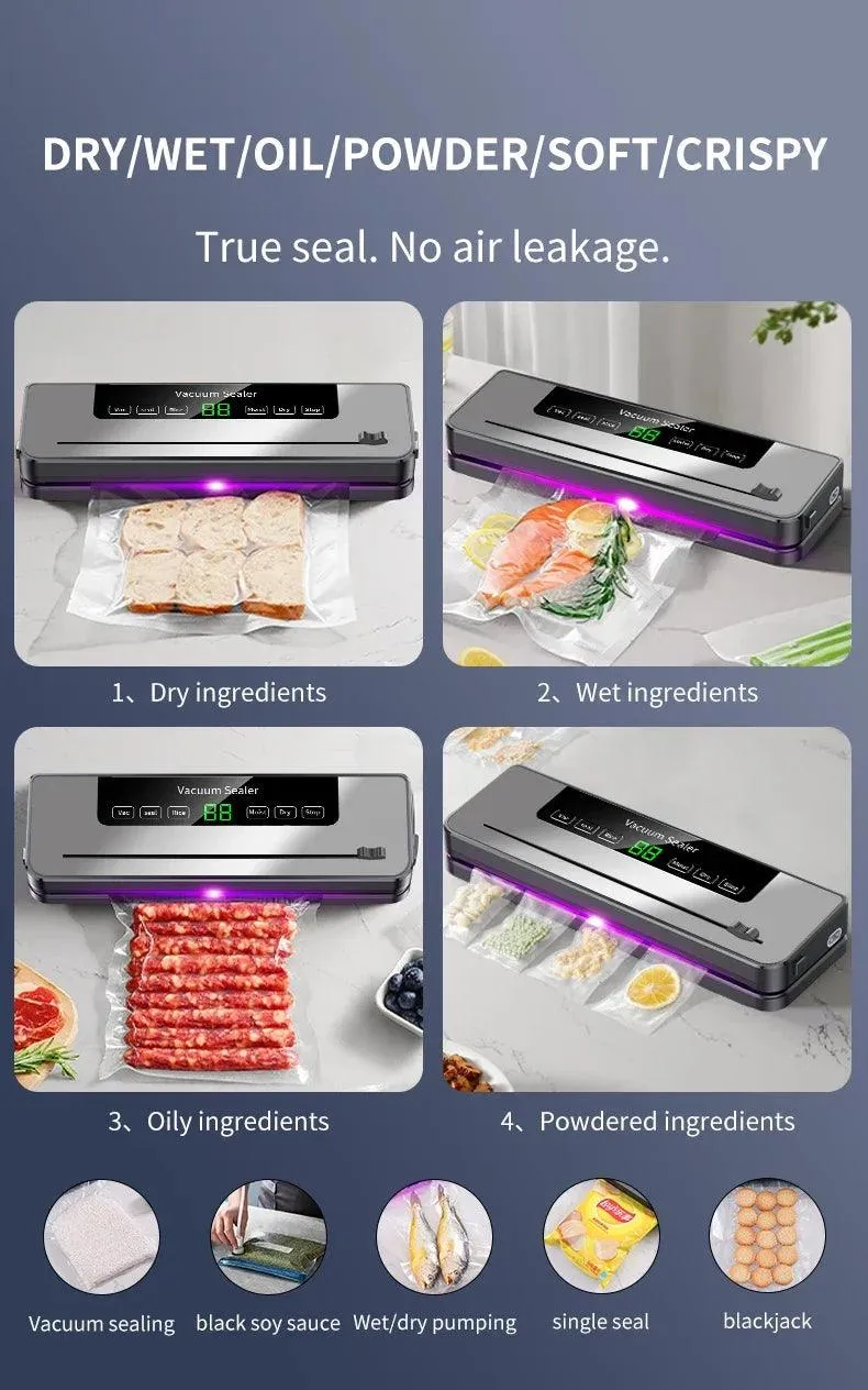 🔒 Electric Vacuum Sealer for Dry/Wet Food | 30cm Sealed Packaging | UV Sterilization & Built-in Cutter