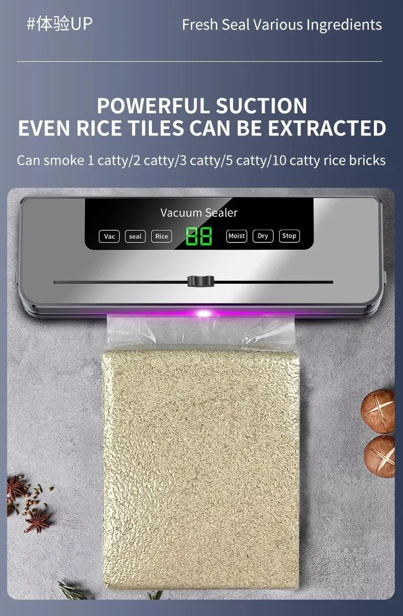 🔒 Electric Vacuum Sealer for Dry/Wet Food | 30cm Sealed Packaging | UV Sterilization & Built-in Cutter