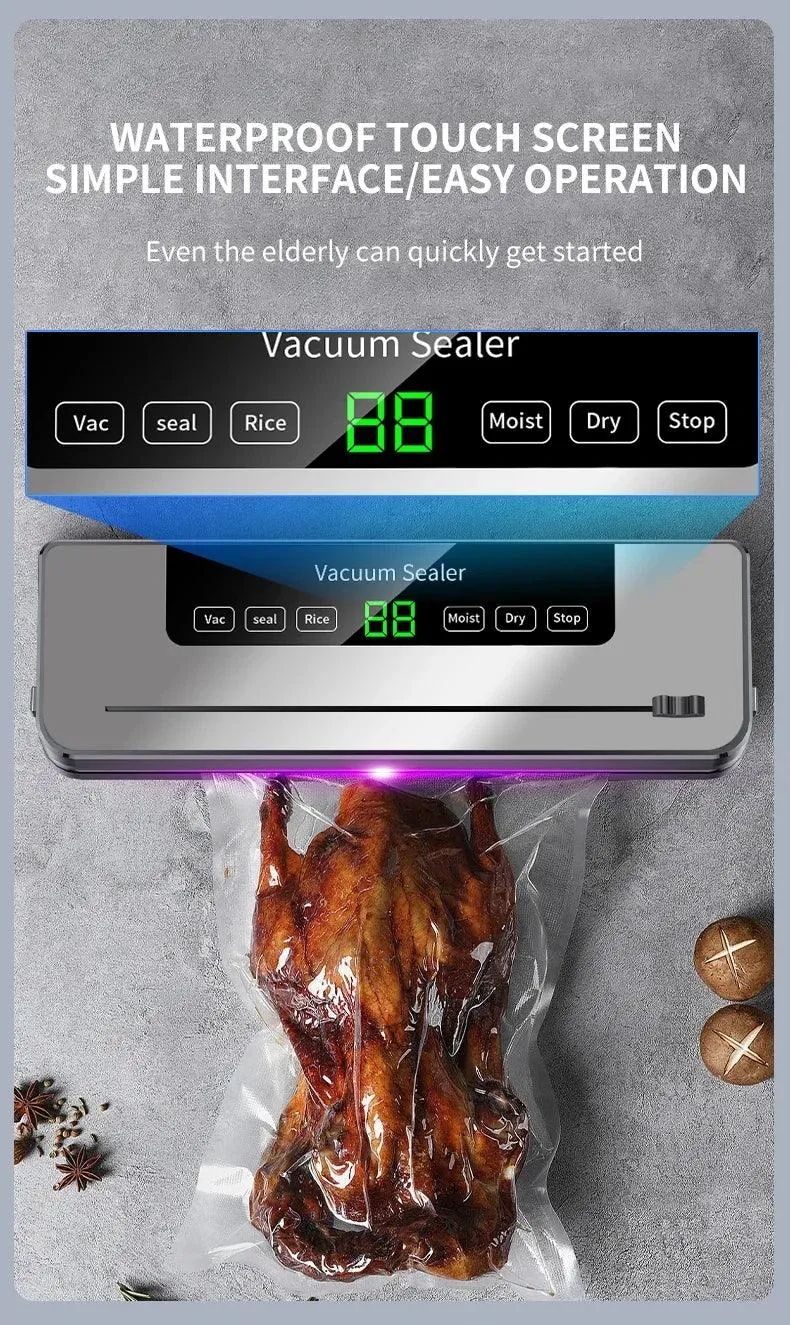 🔒 Electric Vacuum Sealer for Dry/Wet Food | 30cm Sealed Packaging | UV Sterilization & Built-in Cutter