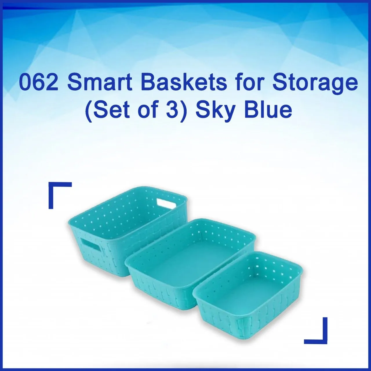 062 Smart Baskets for Storage(Set of 3) Sky Blue