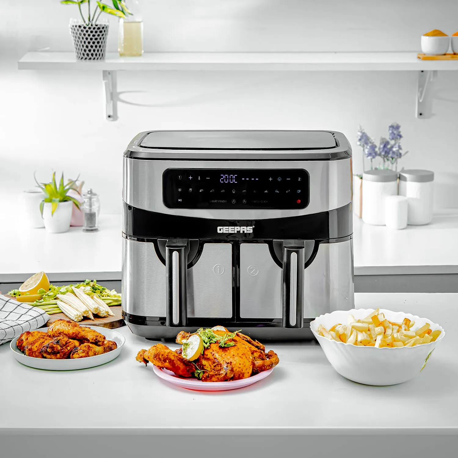 10-In-1 Digital Rapid Vortex Dual Basket Air Fryer 9L