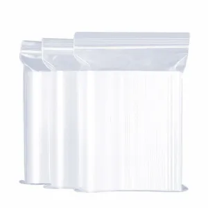 100 Pieces Disposable PE 12 Thread Self Sealing Bag Thickened Transparent Sealed Bag Zipper Bag Sample Storage Bag