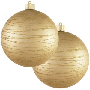 2 Pack - 6" (150mm) Decorated Commercial Grade Indoor Outdoor Shatterproof Plastic Ball Ornaments