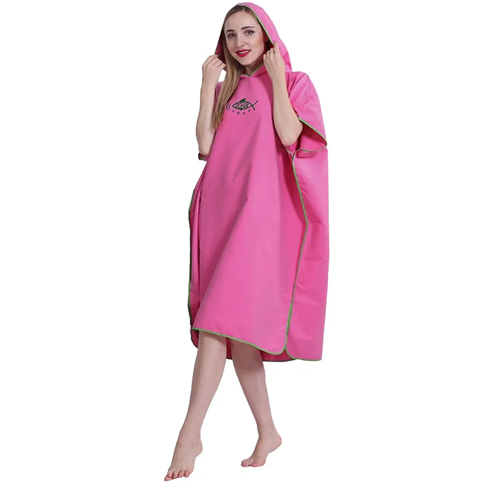 Adult Microfiber Water Absorb Quick Dry Hooded Wetsuit Changing Robe Poncho Swim Beach Surf Diving Swimming Bath Towels Cloaks