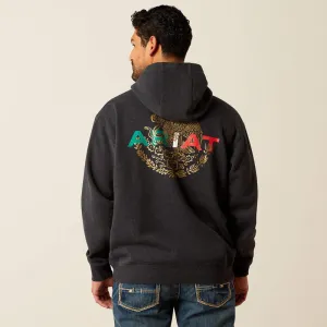 Ariat Men's Black Heather Mexico Flag Lockup Hoodie 10051998