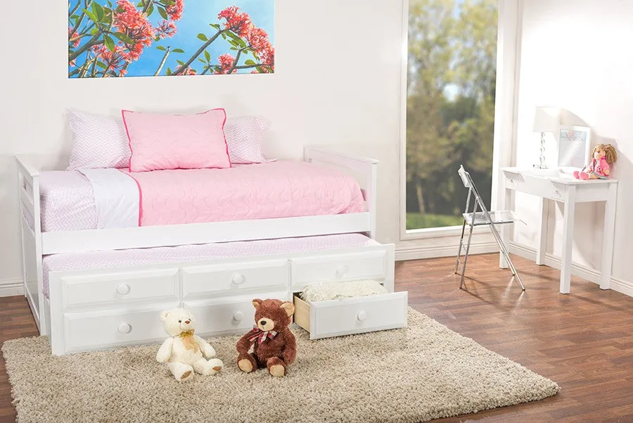 Ballina White Wood Contemporary Trundle Bed (Twin)