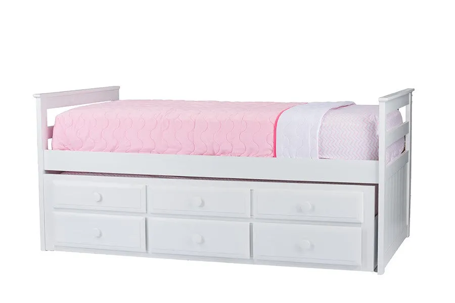 Ballina White Wood Contemporary Trundle Bed (Twin)