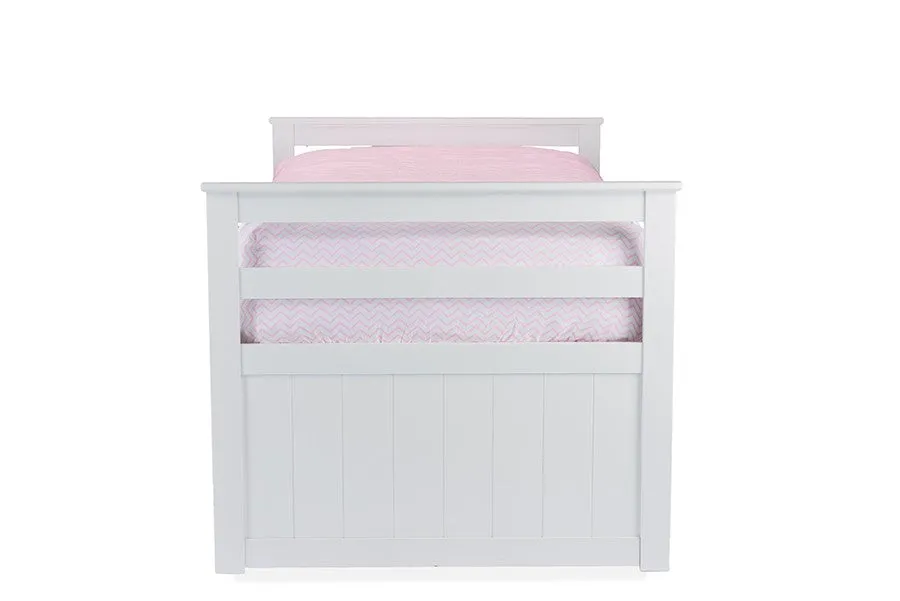 Ballina White Wood Contemporary Trundle Bed (Twin)