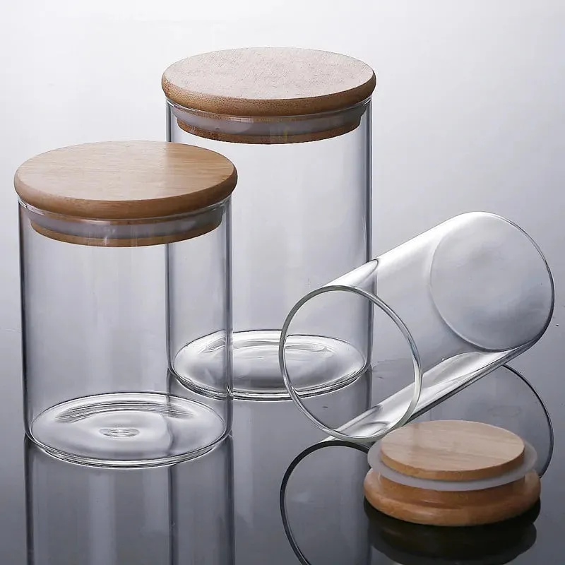 Bamboo-Covered Borosilicate Glass Food Storage Containers