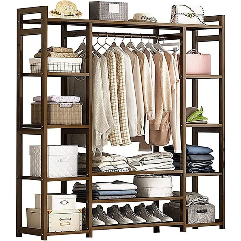 Bamboo Wardrobe Clothes Rack Wardrobe Organiser