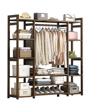 Bamboo Wardrobe Clothes Rack Wardrobe Organiser