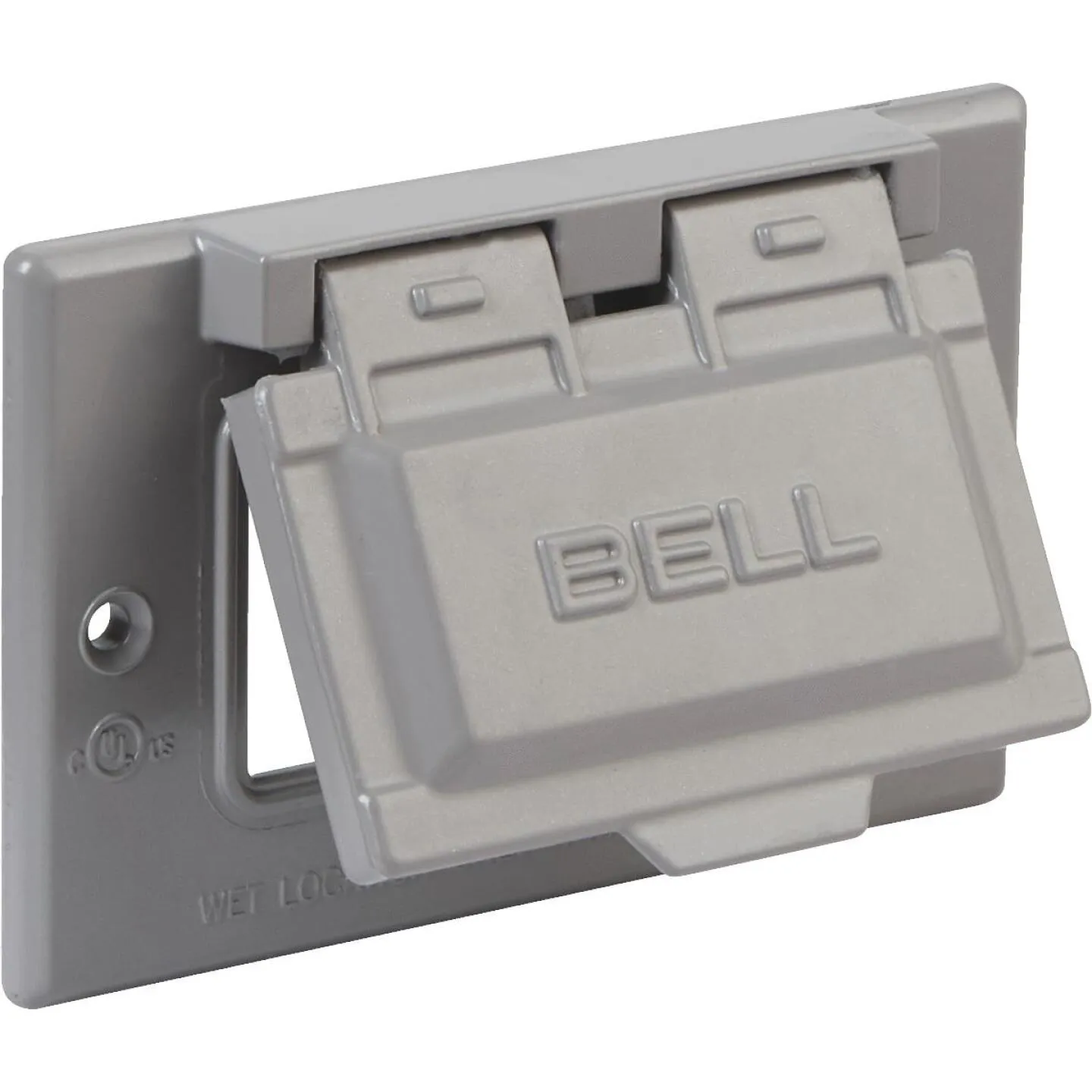 Bell Single Gang Rectangular Aluminum Gray GFCI Outdoor Box Cover