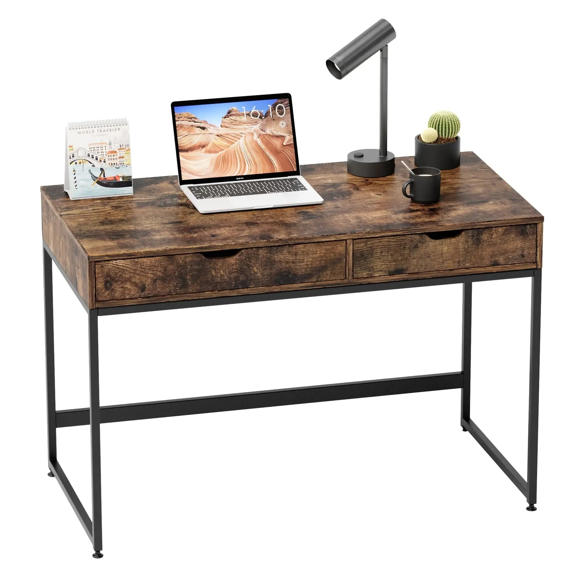 Bestier Rectangular Writing Computer Desk with Two Drawers