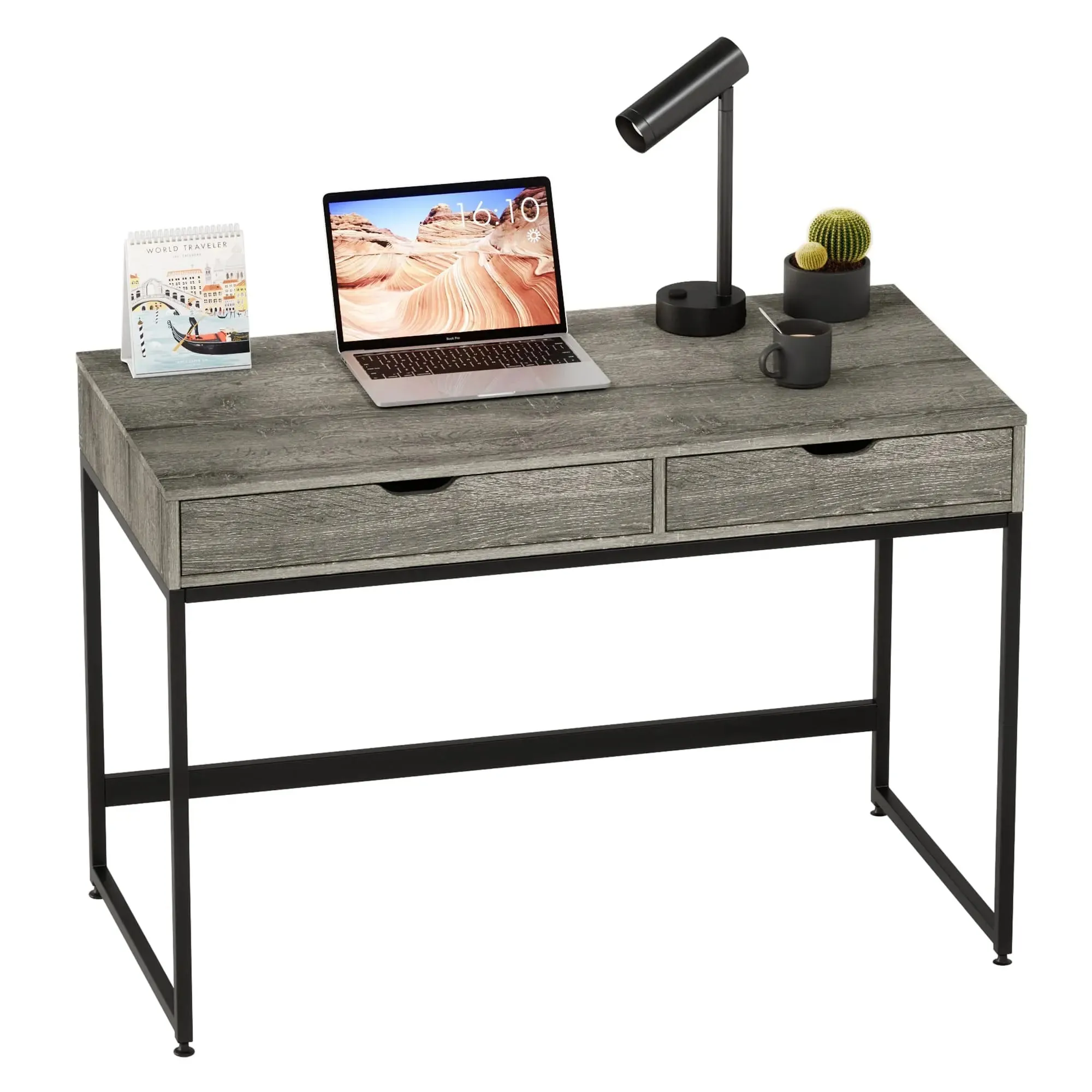 Bestier Rectangular Writing Computer Desk with Two Drawers