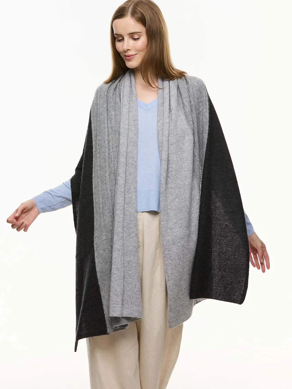 Black and Gray Cashmere Wrap