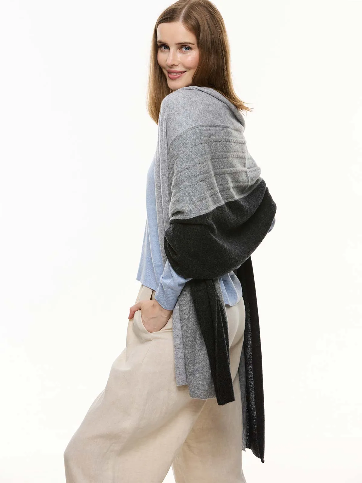 Black and Gray Cashmere Wrap