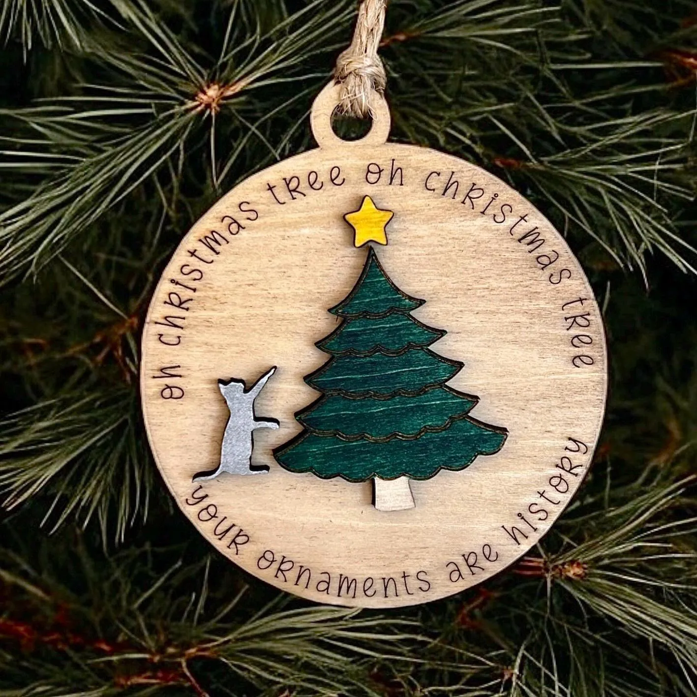 Christmas Ornament with Cat- Funny Kitten