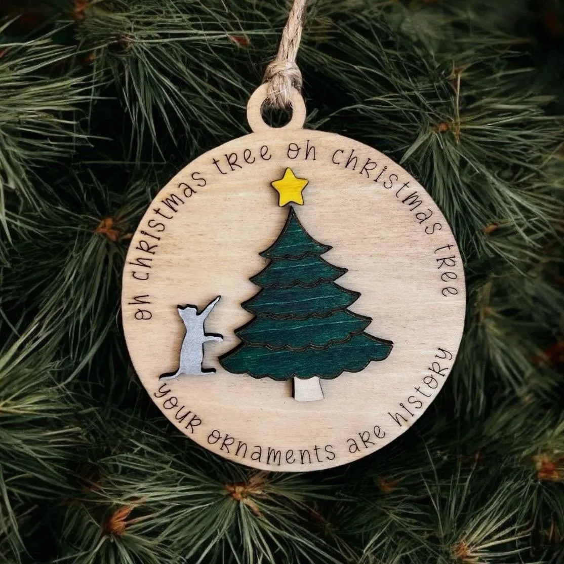 Christmas Ornament with Cat- Funny Kitten