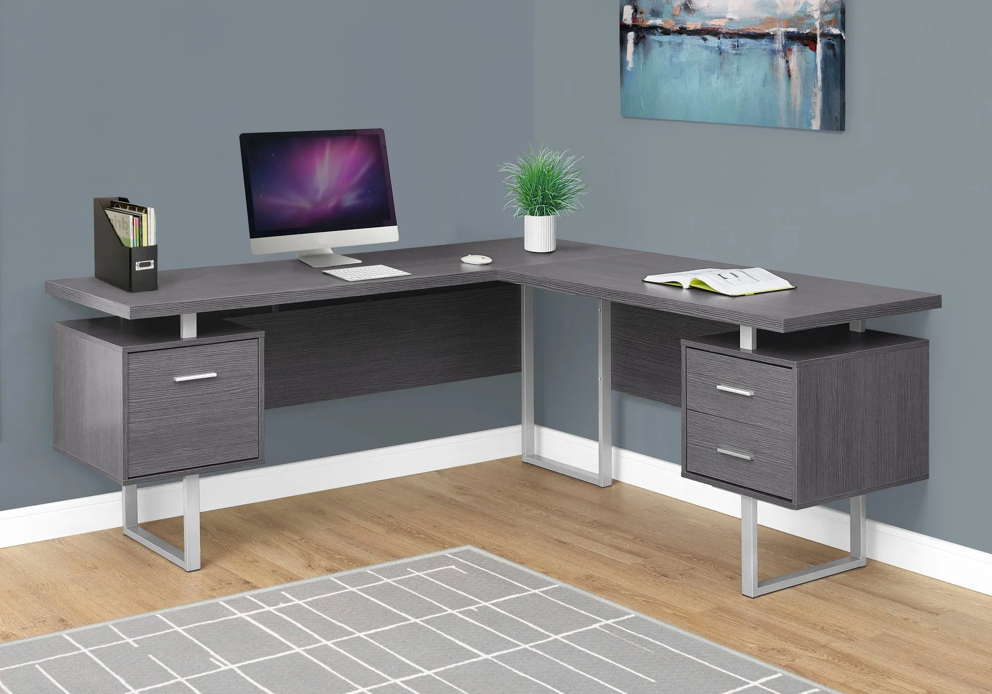 Computer Desk - 70"L / Grey Left Or Right Facing