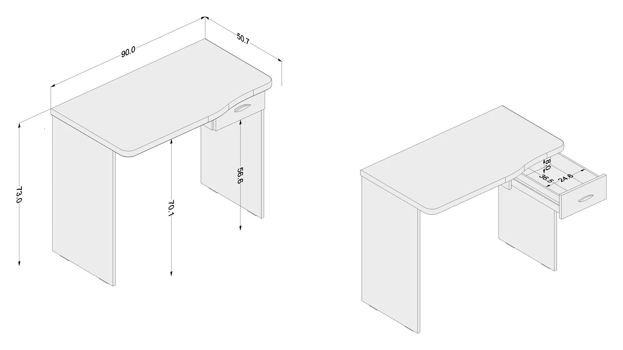 Diego White Office Table