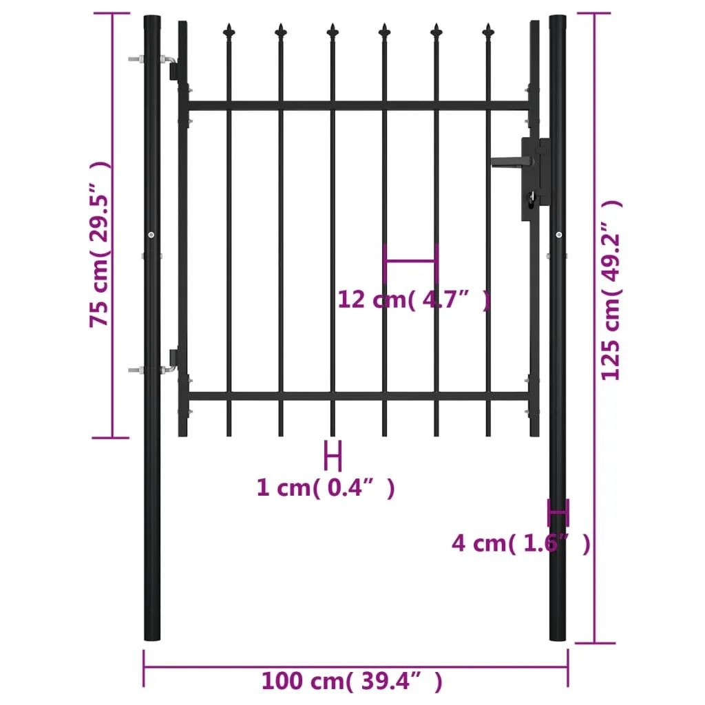 Door Fence Gate with Spear Top 100x75 cm