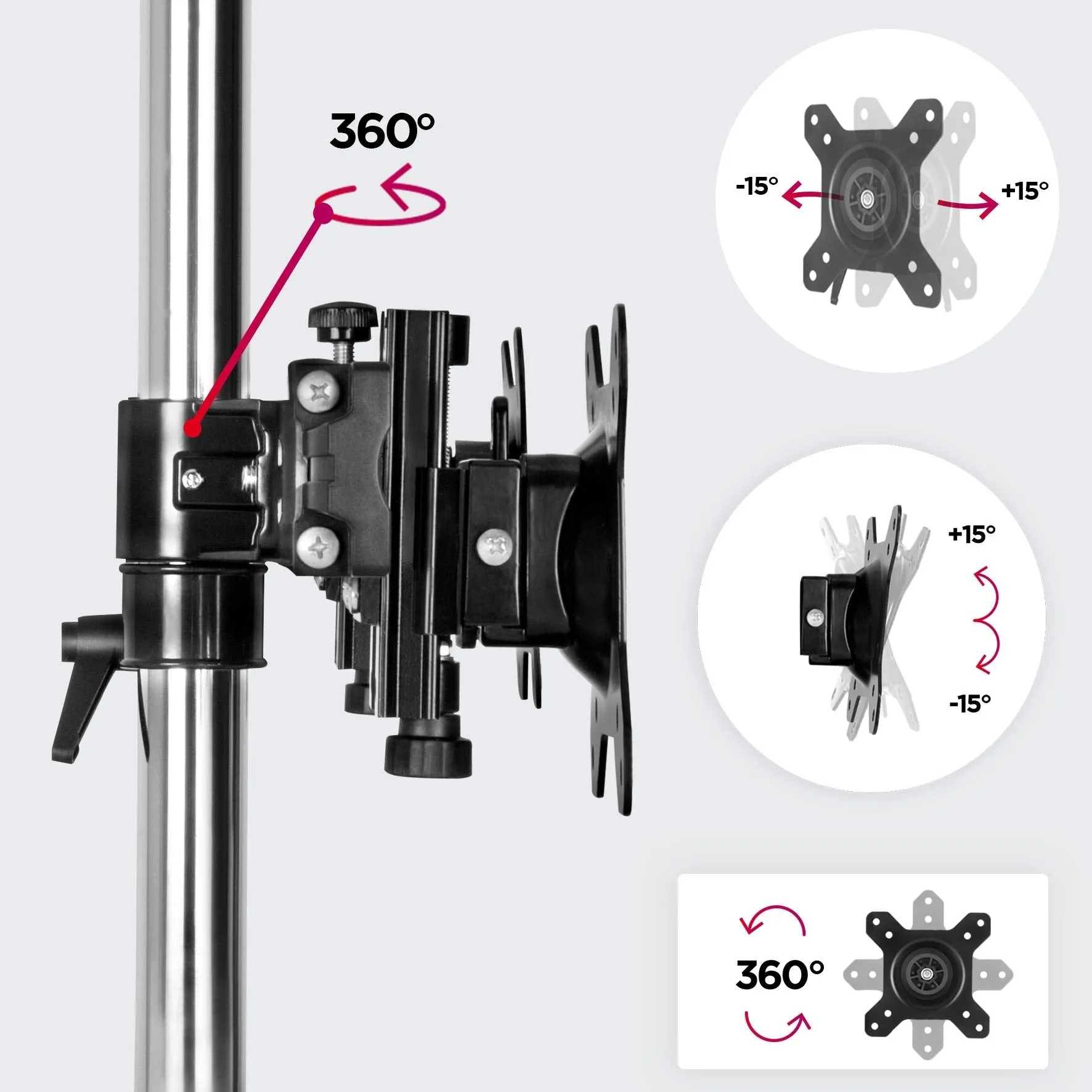 Duronic Computer Monitor Arms Stand DM756 Sextuple Freestanding PC Multi Arms Desk Mount Stands for VESA 75/100 Six 15-24 Inch LED LCD Screens 8kg Capacity Mounts, Tilt -15°/ 15°, Rotate 360° - Black