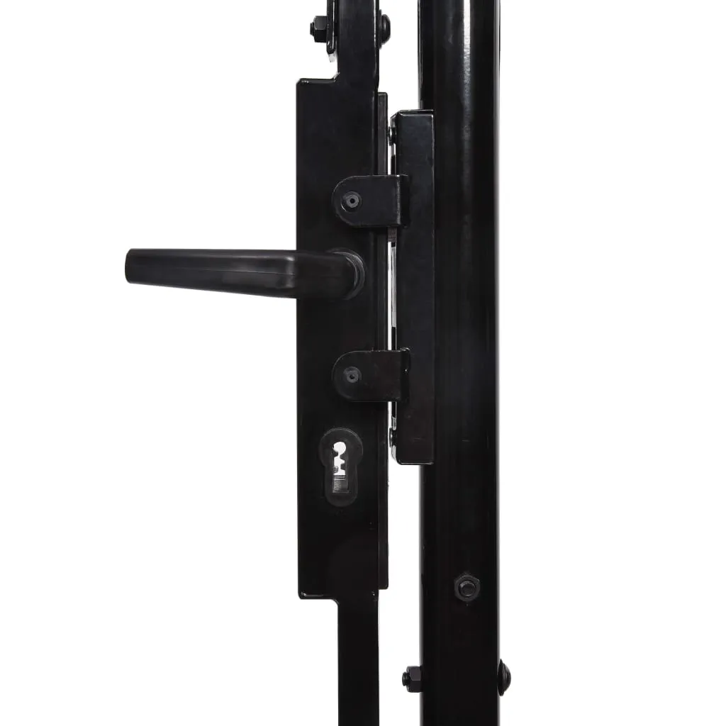 Fence Gate Single Door with Spike Top Steel 1x1 m Black