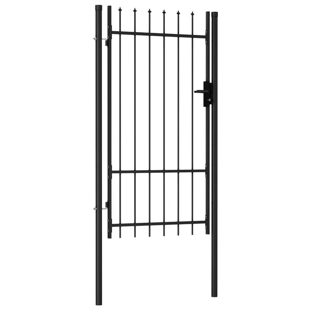 Fence Gate Single Door with Spike Top Steel 1x1.75 m Black