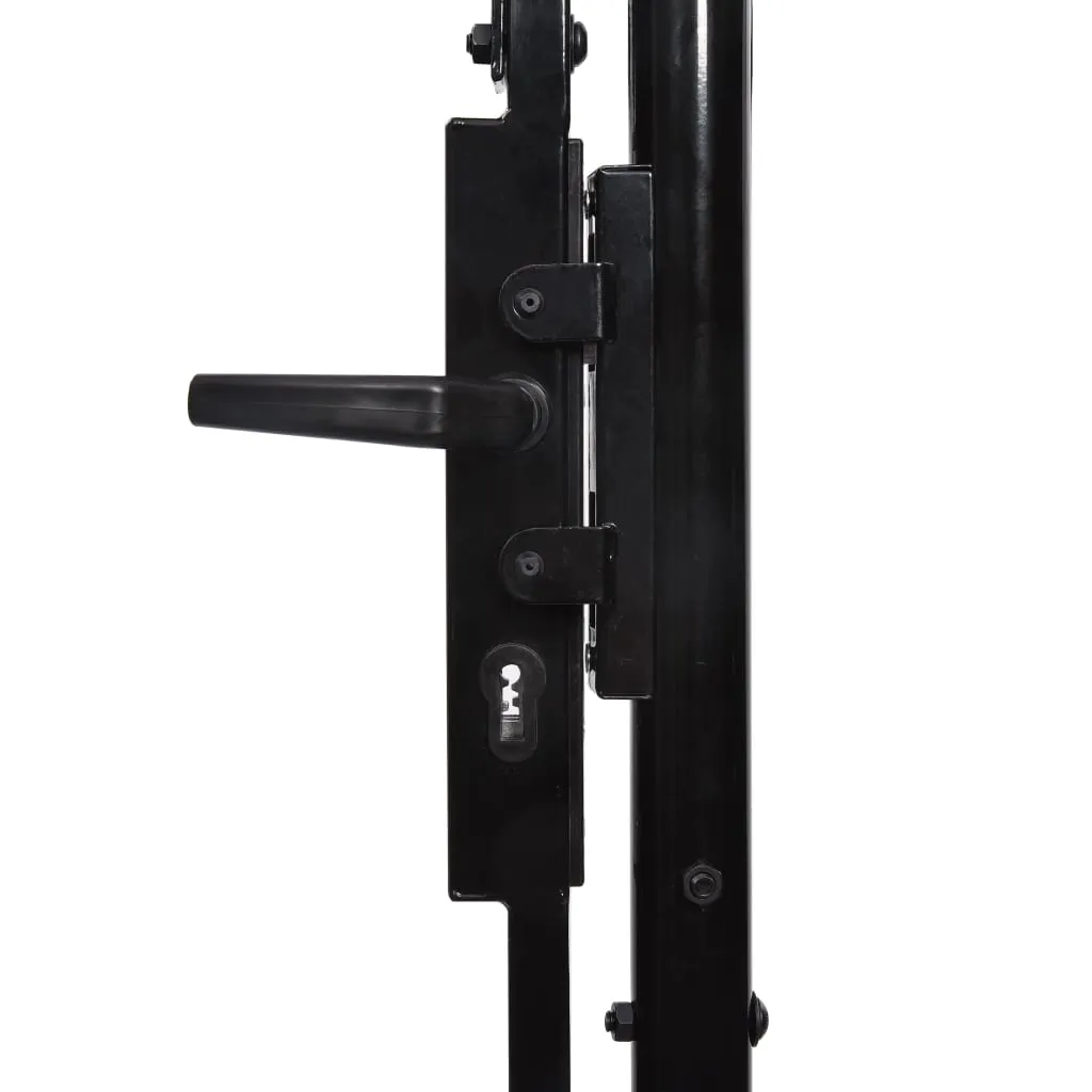 Fence Gate Single Door with Spike Top Steel 1x1.75 m Black