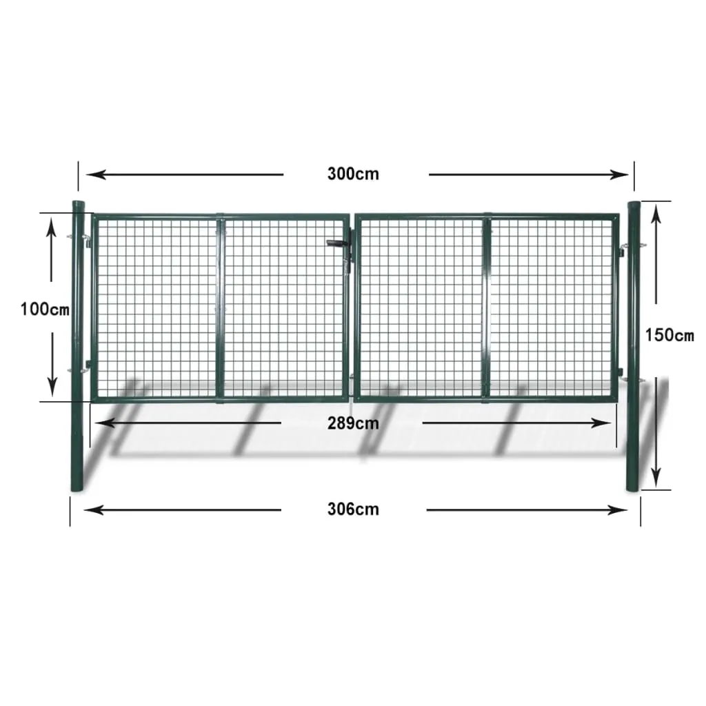 Fence Gate Steel 306x150 cm Green