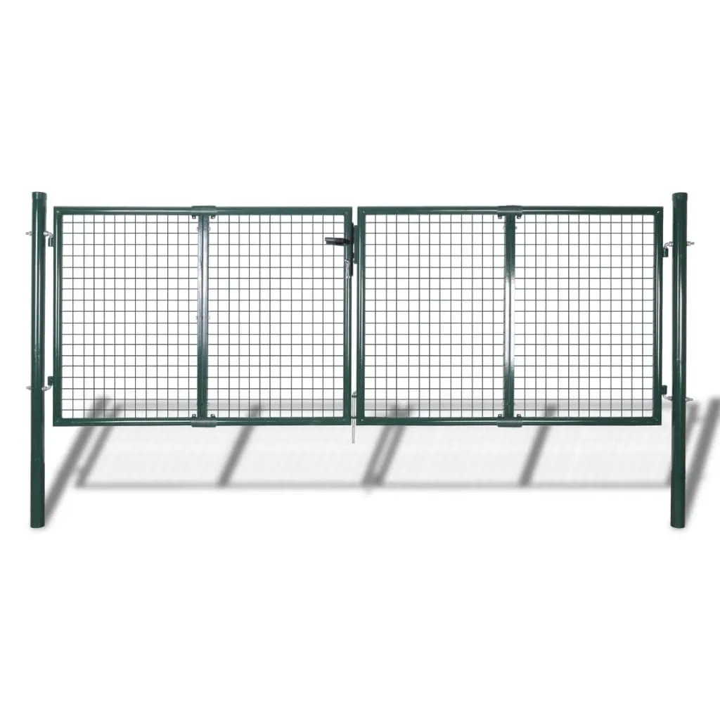 Fence Gate Steel 306x150 cm Green