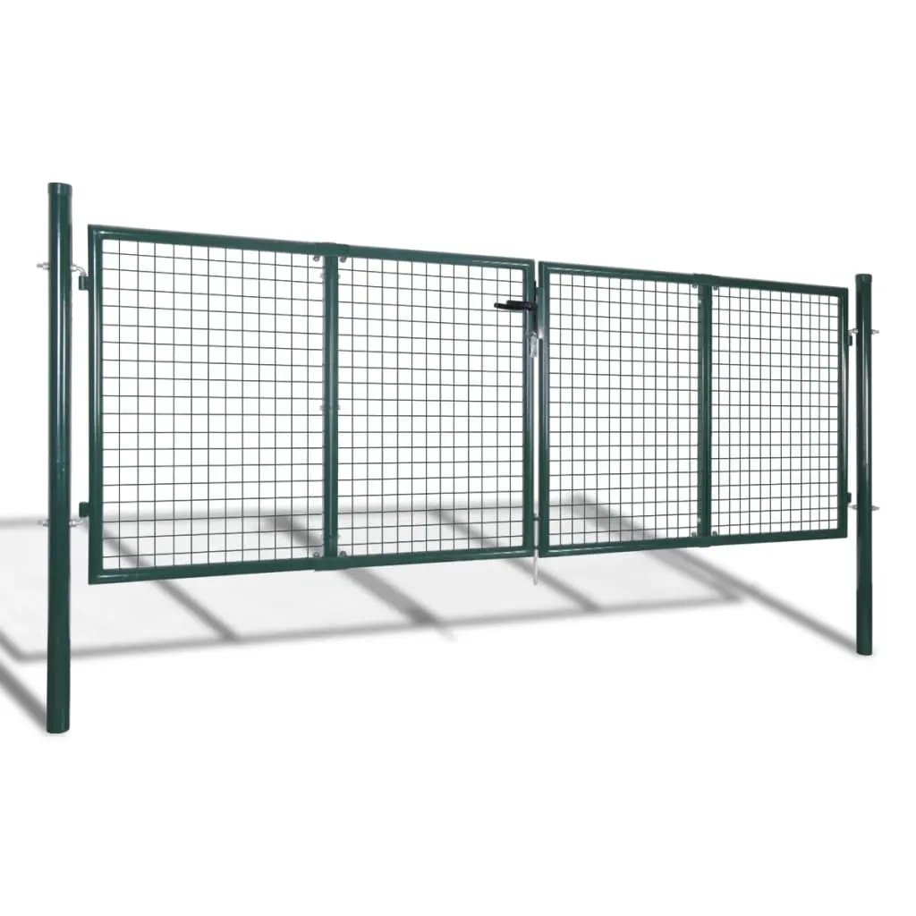 Fence Gate Steel 306x150 cm Green