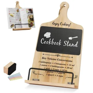 Funistree Cookbook Stand with Chalkboard Eraser, Christmas Xmas for Women Mom Wife Grandma, Kitchen Birthday Gifts for Woman, Recipe Book Holder Stand, Xmas Stocking Stuffers Present Ideas