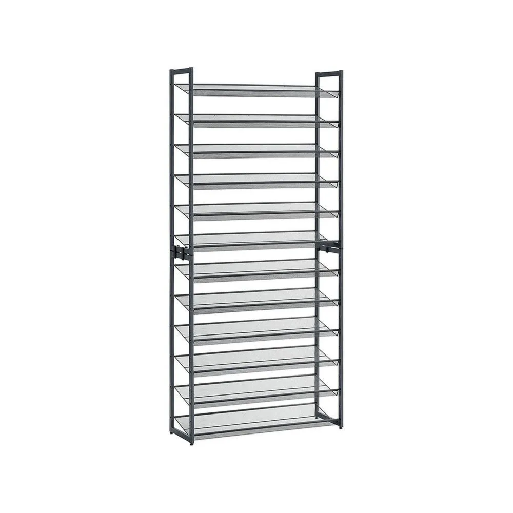 Gaco 87 Inch Shoe Rack, 12 Shelves, Open Metal Frame, Modern Gray Finish By Casagear Home