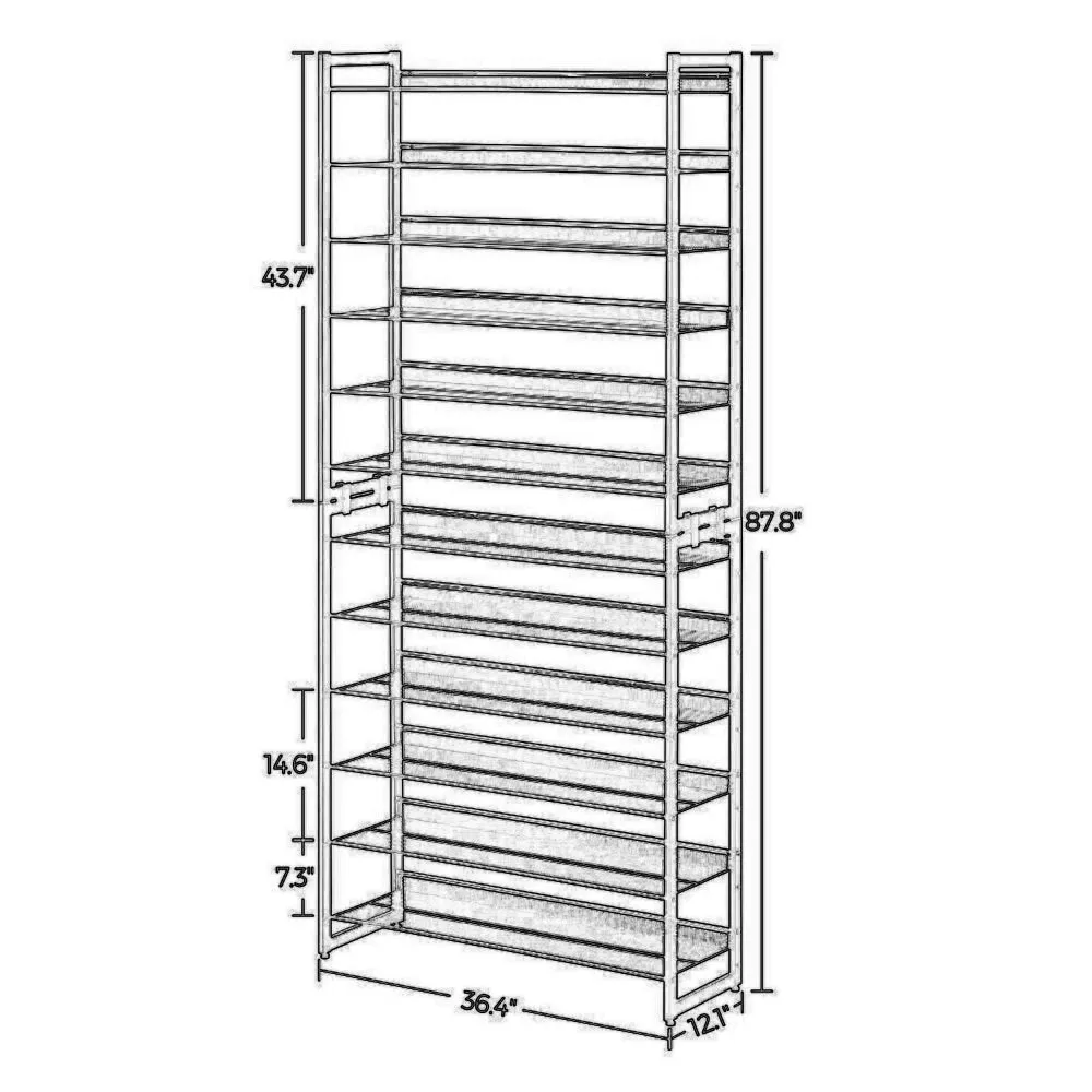 Gaco 87 Inch Shoe Rack, 12 Shelves, Stackable Metal Frame, Black Finish By Casagear Home