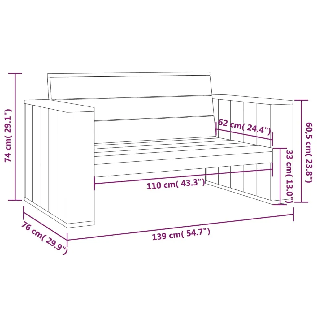 Garden Bench 139 cm Impregnated Pinewood