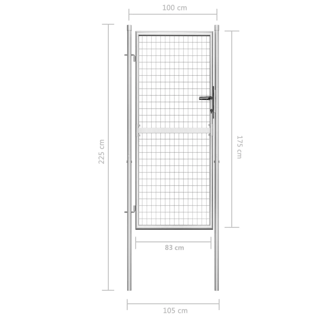 Garden Gate Galvanised Steel 105x225 cm Silver