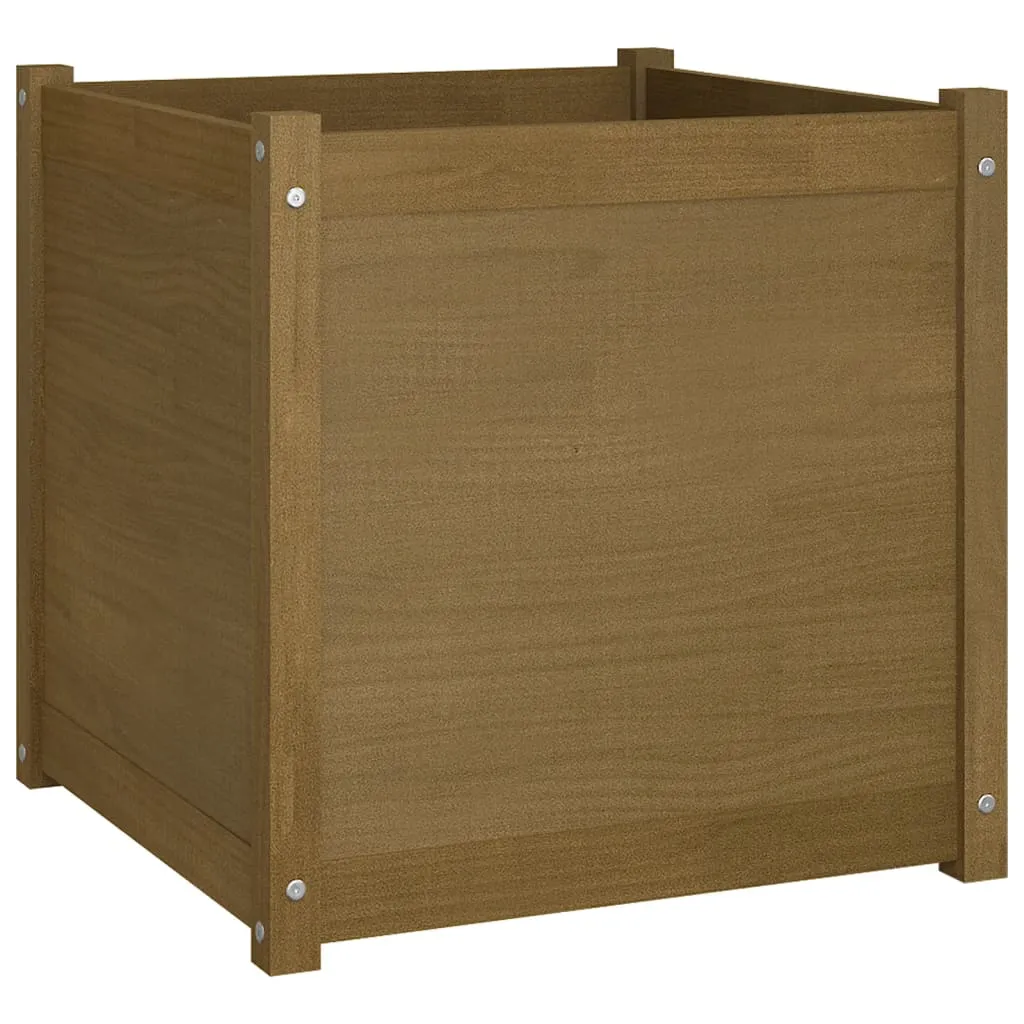 Garden Planter Honey Brown 60x60x60 cm Solid Pinewood