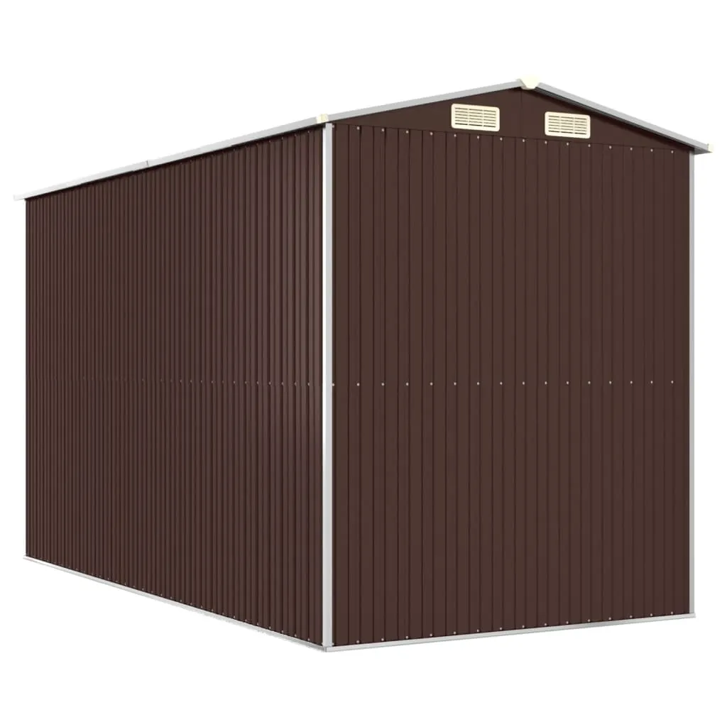 Garden Shed Dark Brown 192x357x223 cm Galvanised Steel