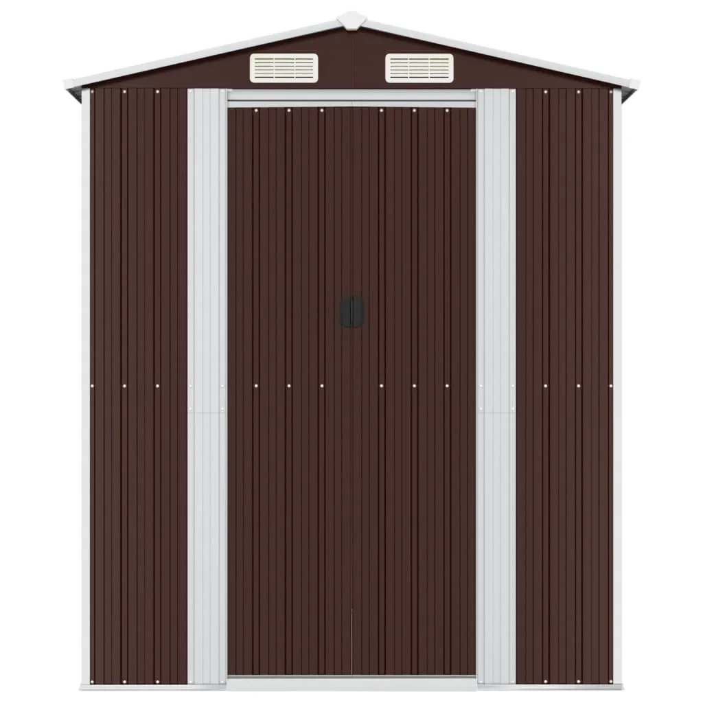 Garden Shed Dark Brown 192x357x223 cm Galvanised Steel