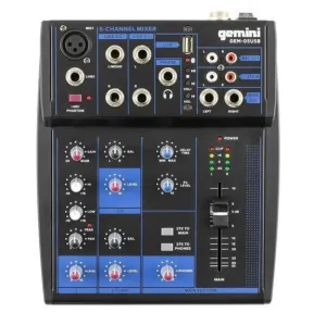 Gemini GEM-05USB Compact 5-Channel USB Mixer with Bluetooth for Podcasts and Mixing