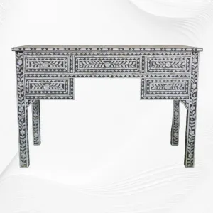 Grey Mother Of Pearl Inlay 5 Drawer Desk