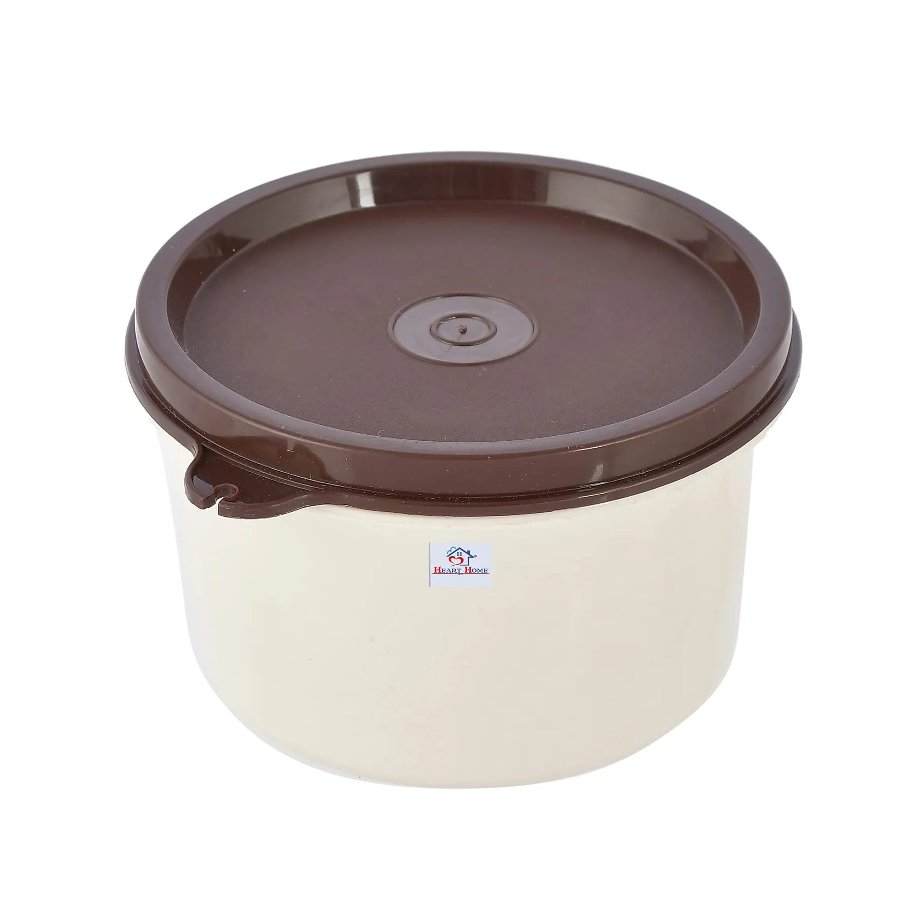 Heart Home Set of 2 Microwave Safe Inner Steel Lunch Containers (Cream & Brown)-HS42HEARTH25142