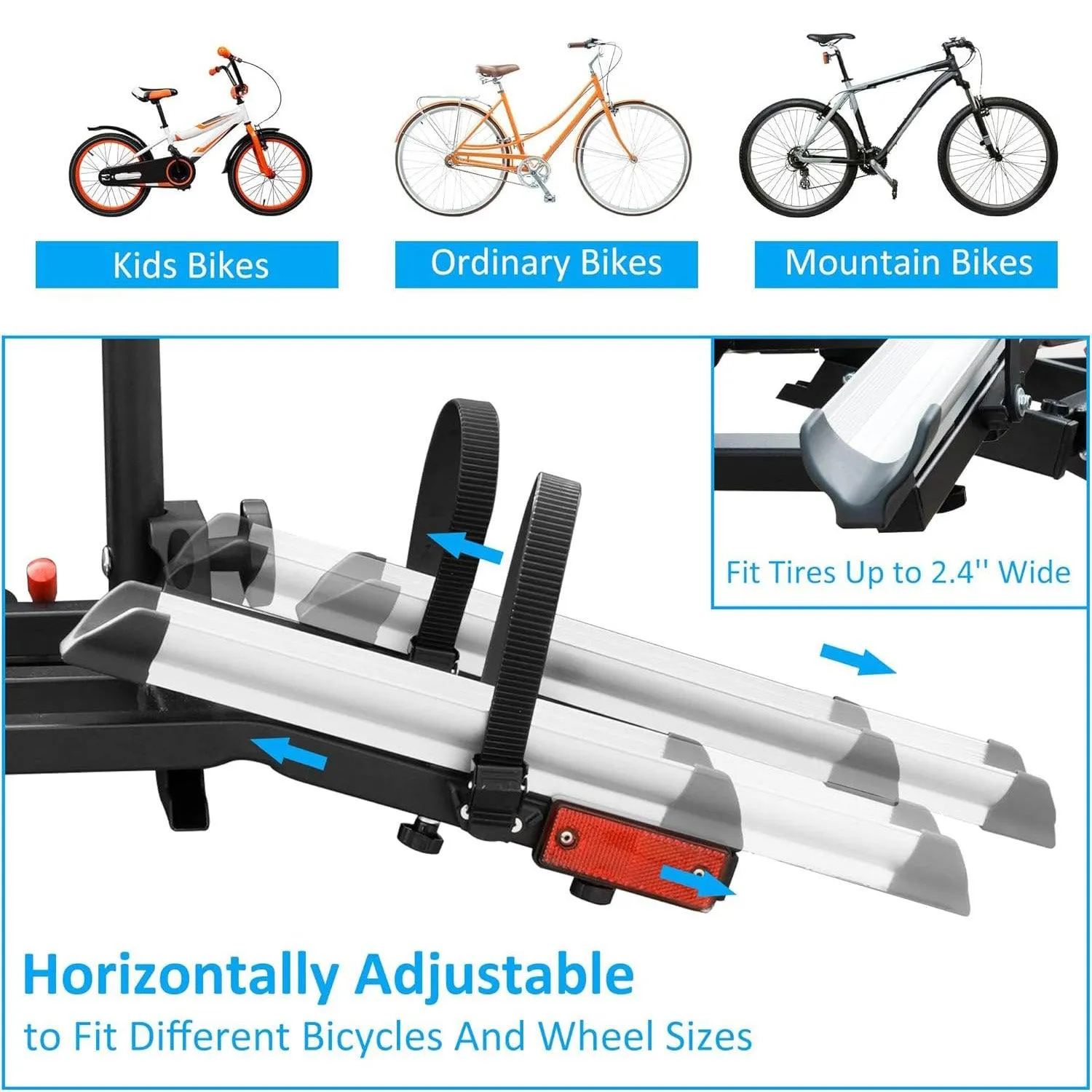 Hitch Bike Rack for 2 Bikes with Adjustable Arms Foldable Platform Style Bicycle Car Racks