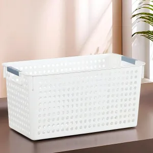 Homestic Shelf Baskets 25.5 cm Height | Plastic Storage Basket for Kitchen Fruits Vegetables Toys | Multipurpose Utlility | Attractive Design | White