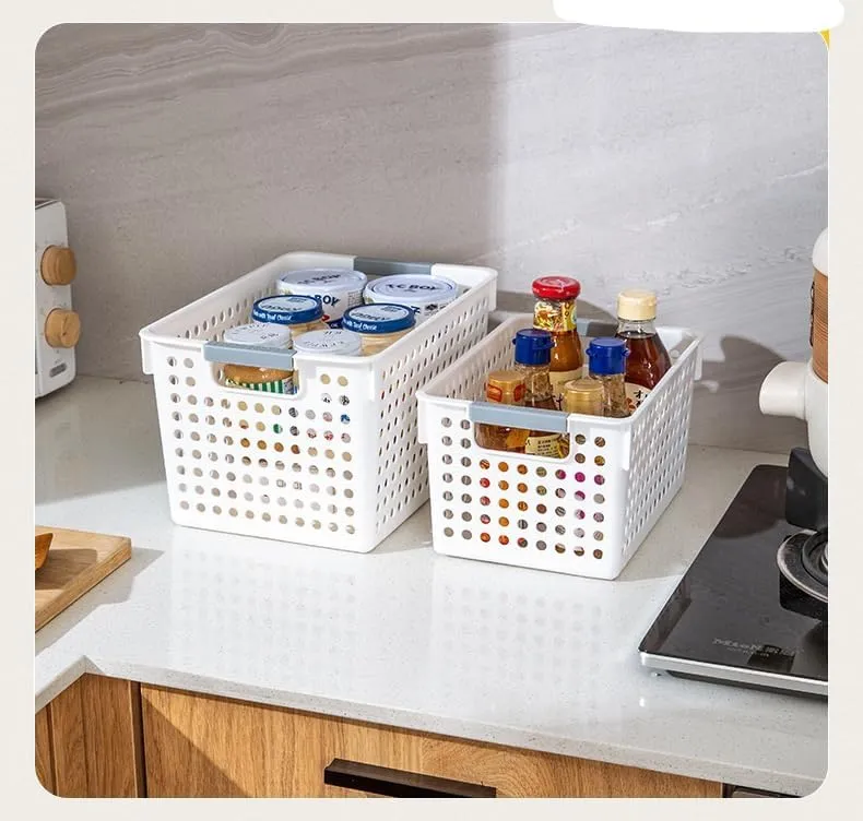 Homestic Shelf Baskets 25.5 cm Height | Plastic Storage Basket for Kitchen Fruits Vegetables Toys | Multipurpose Utlility | Attractive Design | White