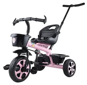 JoyRide Stylish Sports Plus Trike Push & Plug Baby Trike| Tricycle with Dual Storage Basket for Kids| Boys| Girls Age Group 2 to 5 Years (Pink)