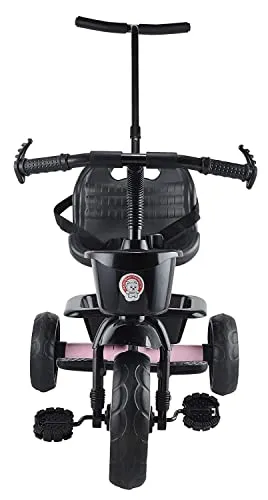 JoyRide Stylish Sports Plus Trike Push & Plug Baby Trike| Tricycle with Dual Storage Basket for Kids| Boys| Girls Age Group 2 to 5 Years (Pink)