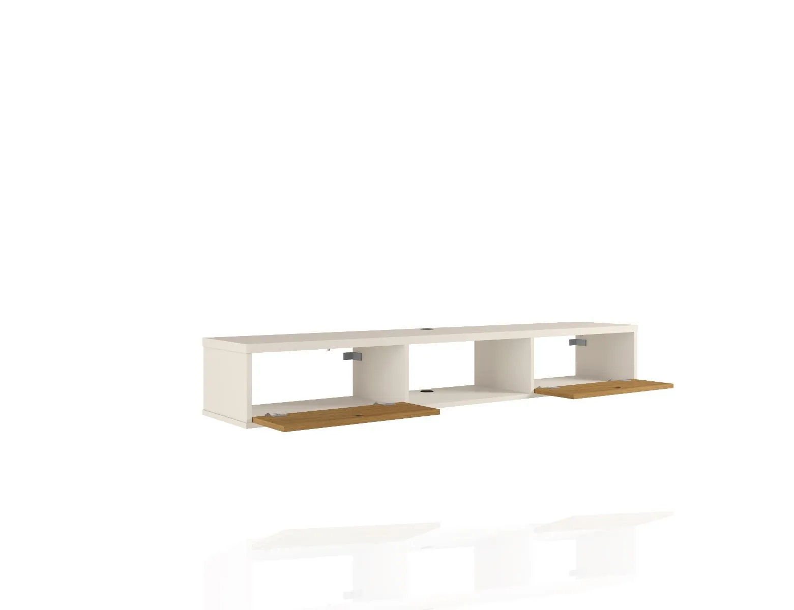 Liberty 62.99 Mid-Century Modern Floating Office Desk with 3 Shelves in Off White and Cinnamon