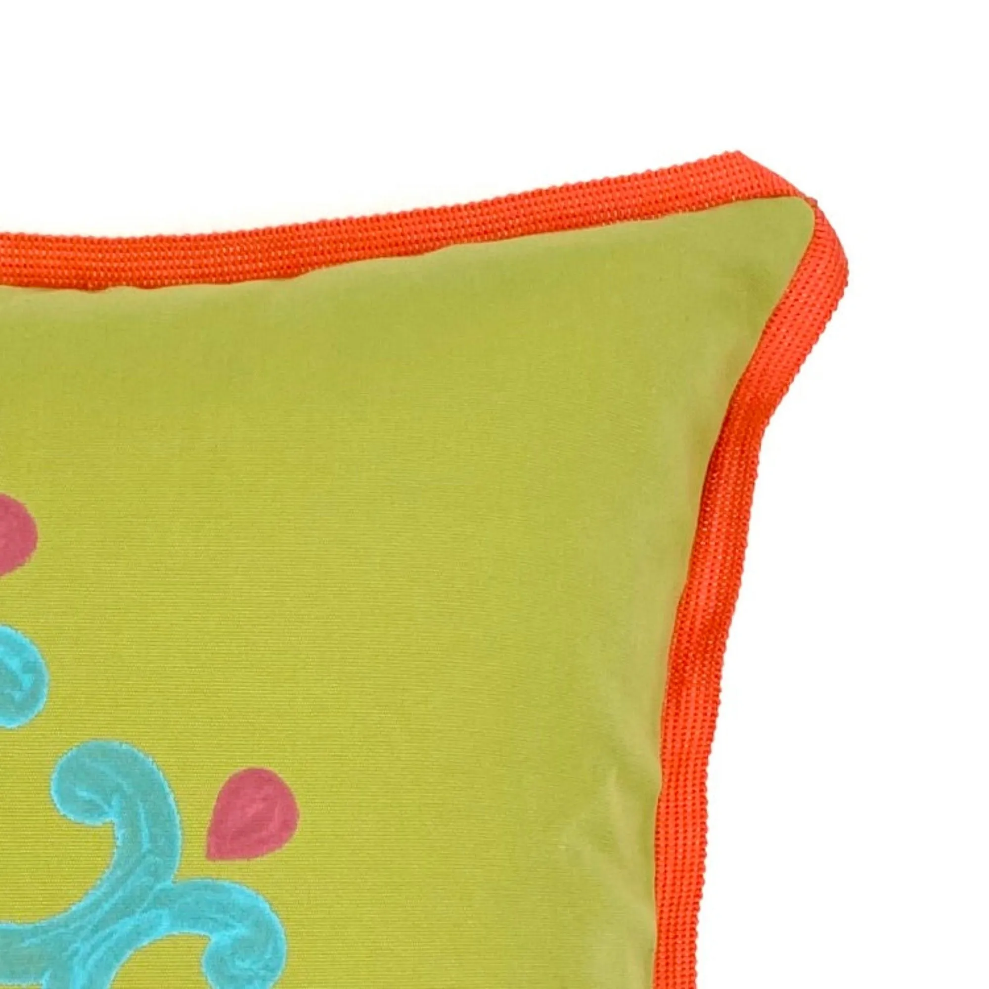 Lime Green Tropical Hand-Painted Outdoor Throw Pillow 18x18